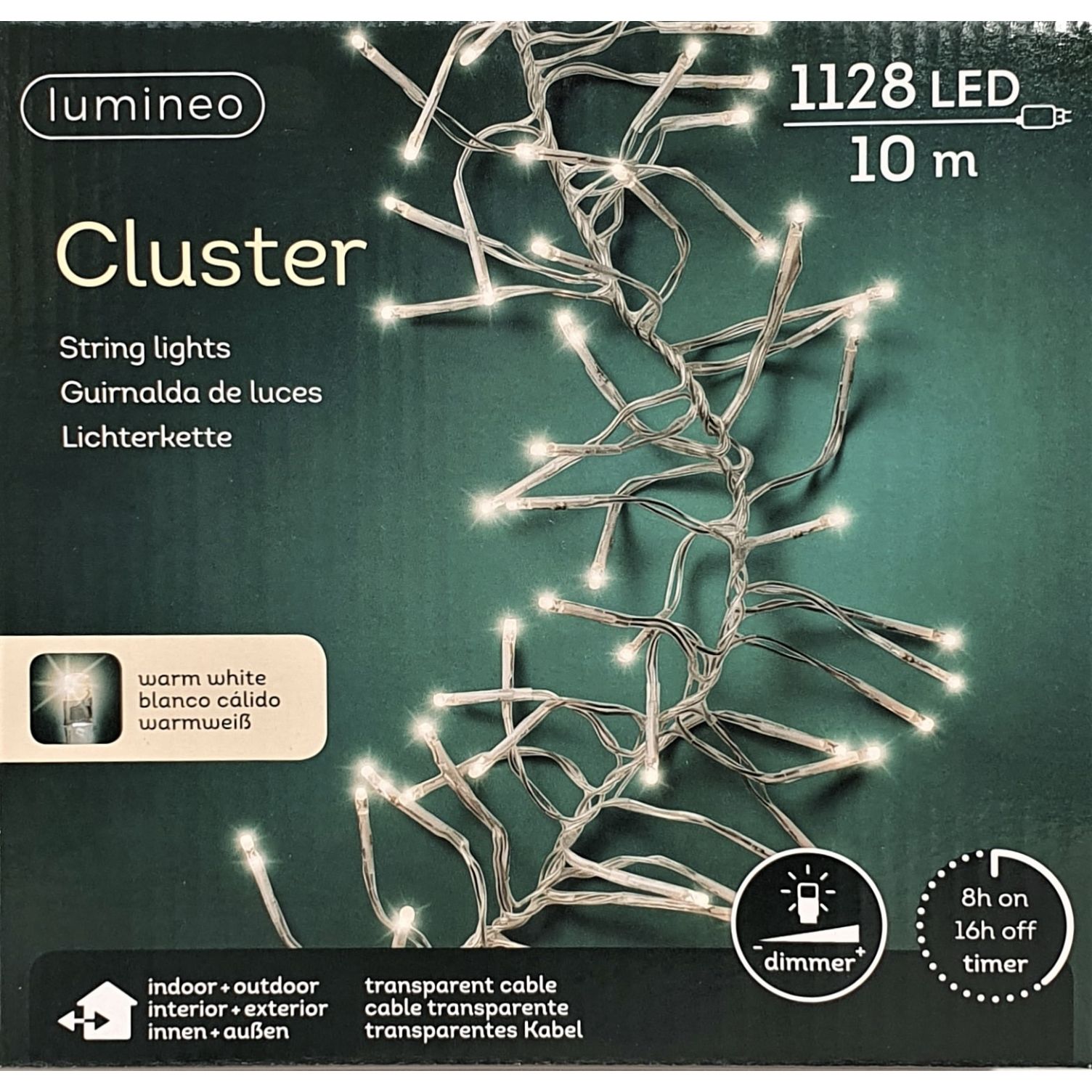 output avontuur Kom langs om het te weten Clusterverlichting lumineo 1128-lamps LED 'warm wit ' transparante snoer -  KerstwinQel.nl