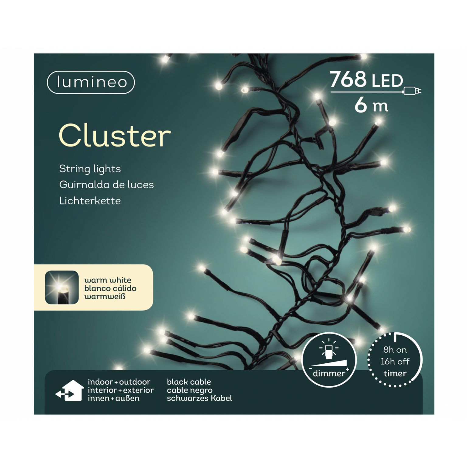 Leidinggevende kop tafel Clusterverlichting lumineo 768-lamps LED 'warm wit' - KerstwinQel.nl